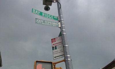 Street sign in Bay Ridge Brooklyn honoring those killed in 9/11 attacks