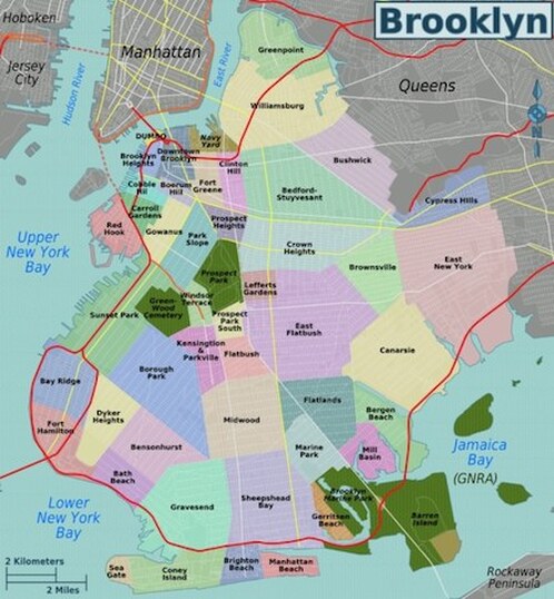 A map of Brooklyn to help visitors plan a tour